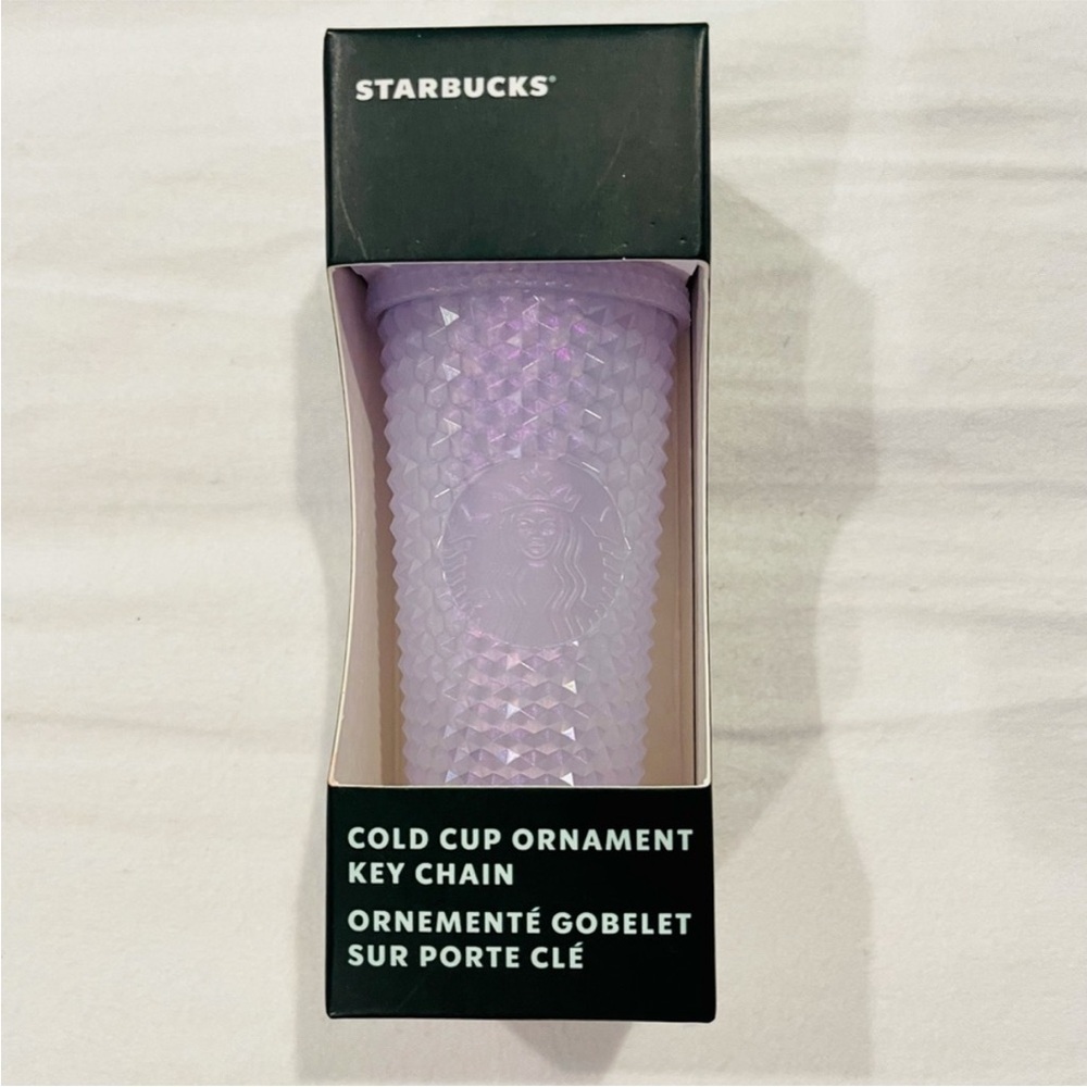New Starbucks Ornament Holiday 2021 Cold Cup Keychain Icy Lilac Purple Studded - Picture 1 of 3